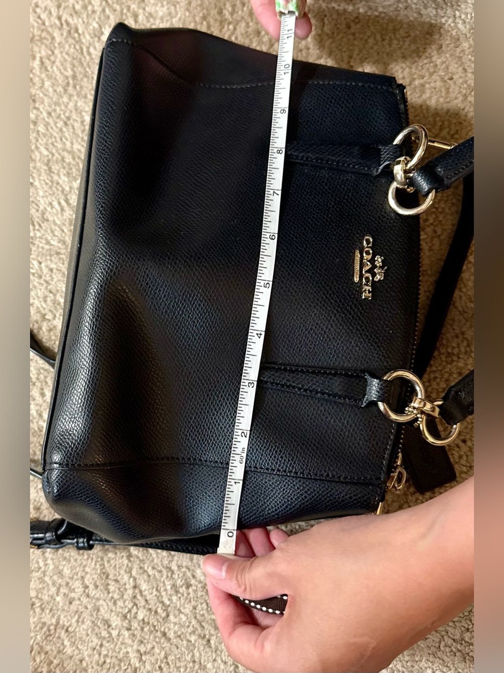Coach Black Pebbled Leather Shoulder Bag with Gold Hardware - Picture 5 of 14